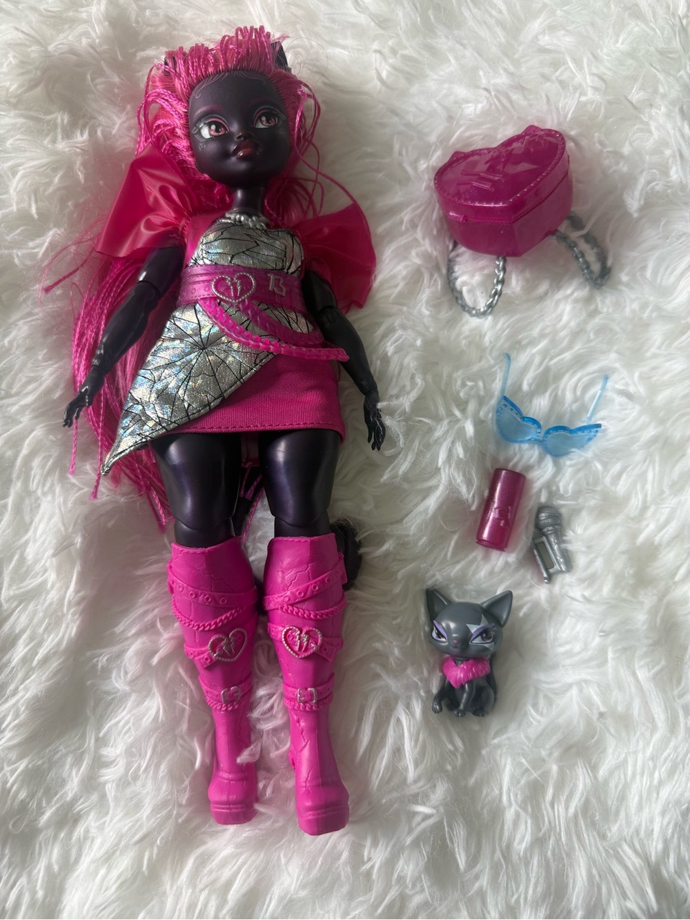 Monster High Catty Noir Fashion Doll with accessories.